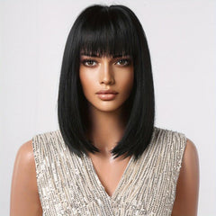35 56 Cm Bob Straight Wine Red Roots Hair Wigs Synthetic Fiber Wigs With Bangs
