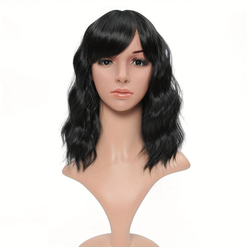 Short Wavy Wigs For Women 30 48 Cm Natural Wigs With Bangs