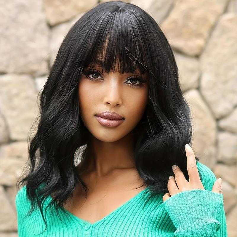 Short Wavy Wigs For Women 30 48 Cm Natural Wigs With Bangs