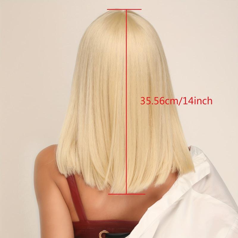 Short Blonde Synthetic Wig With Bangs & Wig Cap