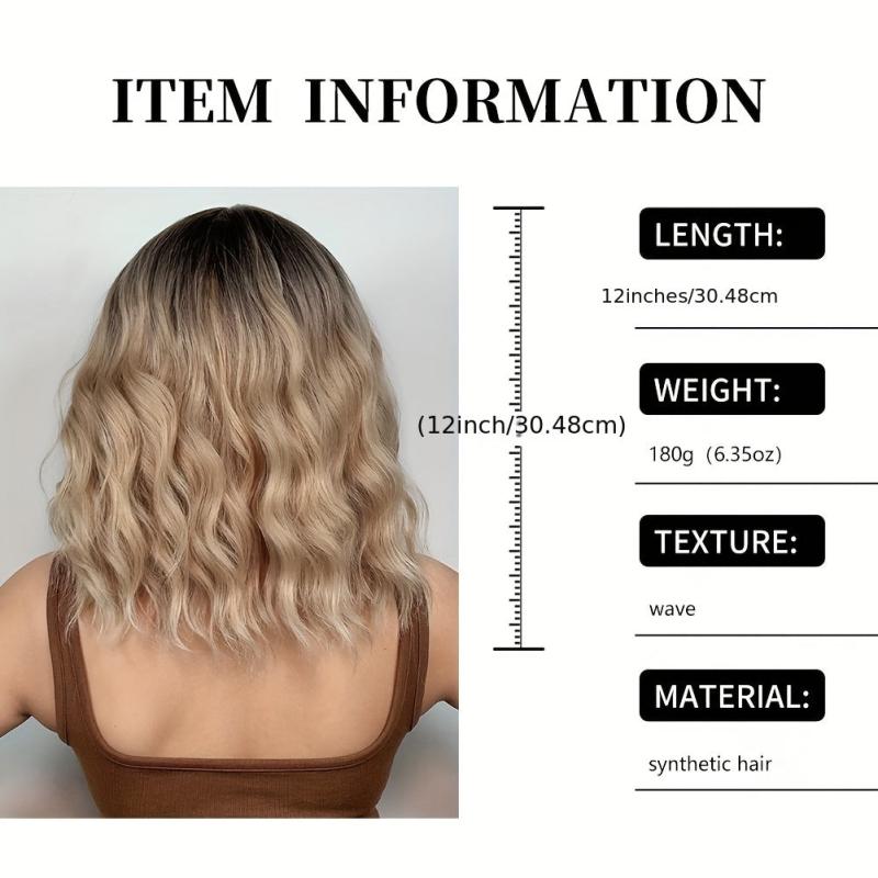 Golden Wavy Curly Hair Wig With Bangs 30 48 Cm Synthetic Fiber Women's Wig