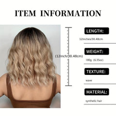 Golden Wavy Curly Hair Wig With Bangs 30 48 Cm Synthetic Fiber Women's Wig