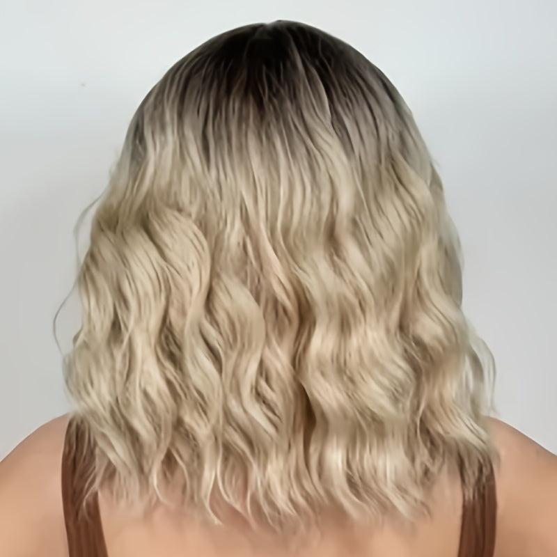 Golden Wavy Curly Hair Wig With Bangs 30 48 Cm Synthetic Fiber Women's Wig