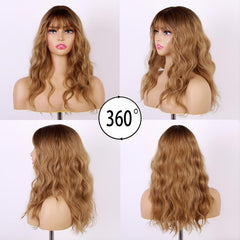 21 Inch Ombre Blonde Wig With Bangs Long Blonde Wigs For Women