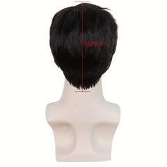 Short Straight Layered Male Wig Heat Resistant Synthetic Hair Replacement Wig