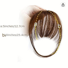 Natural Looking Human Hair Fringe Bangs with 2 Clips