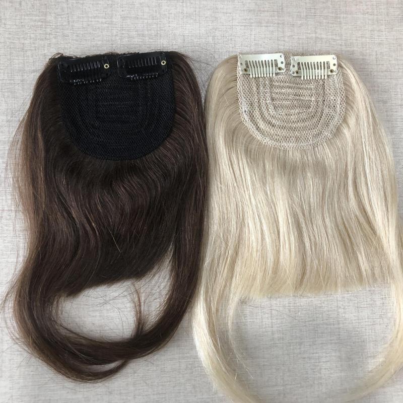 Natural Looking Human Hair Fringe Bangs with 2 Clips