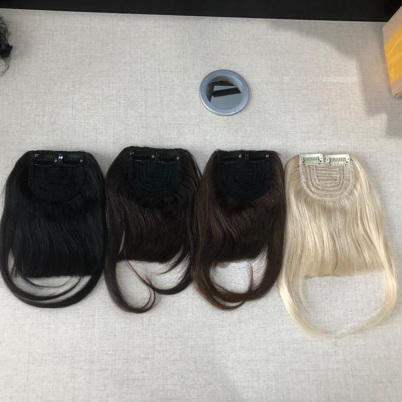 Natural Looking Human Hair Fringe Bangs with 2 Clips