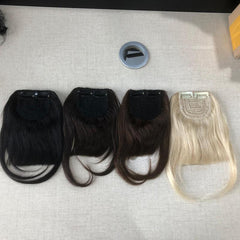 Natural Looking Human Hair Fringe Bangs with 2 Clips
