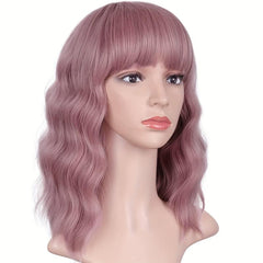 Shoulder Length Short Wavy Hair Wigs Synthetic Fiber Hair Wigs