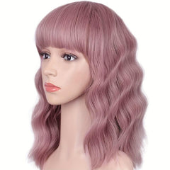 Shoulder Length Short Wavy Hair Wigs Synthetic Fiber Hair Wigs