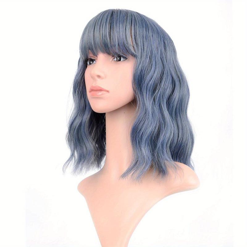 Shoulder Length Short Wavy Hair Wigs Synthetic Fiber Hair Wigs