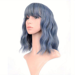 Shoulder Length Short Wavy Hair Wigs Synthetic Fiber Hair Wigs