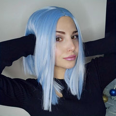 35 56 Cm Sky Straight Hair Bob Synthetic Fiber Wigs for Cosplay Party Halloween