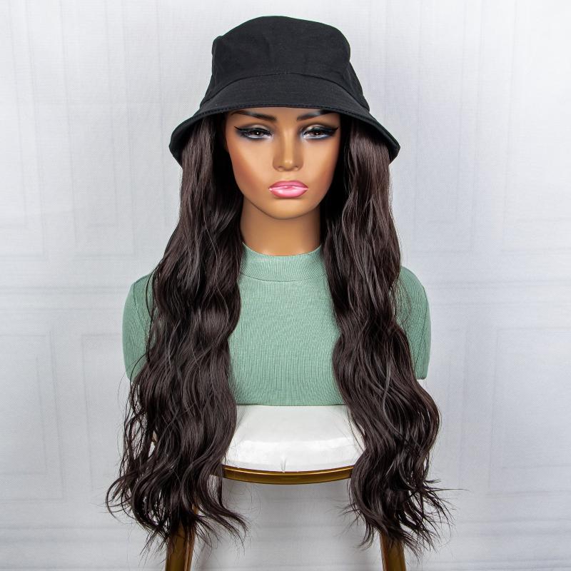 Long Wavy Synthetic Hair Wigs With Fisherman Hat