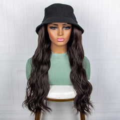Long Wavy Synthetic Hair Wigs With Fisherman Hat