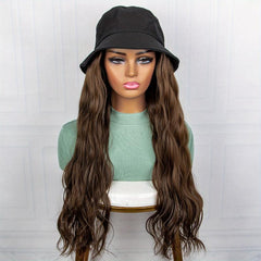 Long Wavy Synthetic Hair Wigs With Fisherman Hat