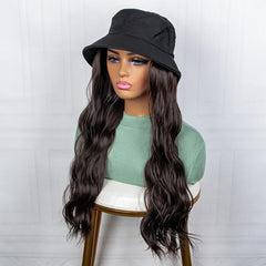 Long Wavy Synthetic Hair Wigs With Fisherman Hat