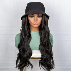 Long Wavy Synthetic Hair Wigs With Fisherman Hat