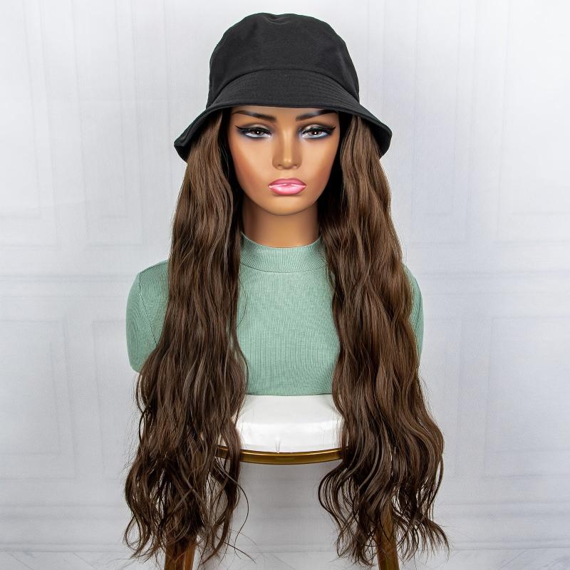 Long Wavy Synthetic Hair Wigs With Fisherman Hat
