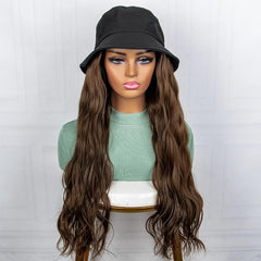 Long Wavy Synthetic Hair Wigs With Fisherman Hat