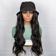 Long Wavy Synthetic Hair Wigs With Fisherman Hat