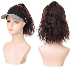 Baseball Cap Curly Ponytail Hat Wig with Synthetic Hair