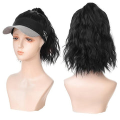 Baseball Cap Curly Ponytail Hat Wig with Synthetic Hair