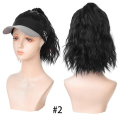 Baseball Cap Curly Ponytail Hat Wig with Synthetic Hair
