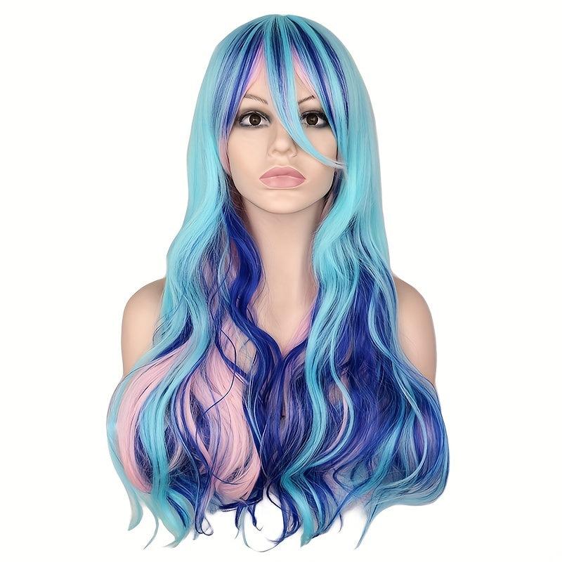 Purple Body Wave Hair Wigs 66cm Long Synthetic Buckle Net for Women