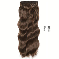 Long Body Wavy 11 Clip In Hair Extension 4Pcs Set Synthetic Hair Piece Brown