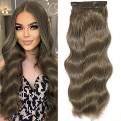 Long Body Wavy 11 Clip In Hair Extension 4Pcs Set Synthetic Hair Piece Brown