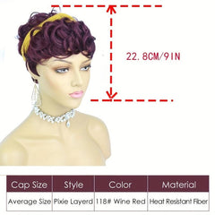 Short Curly Pixie Cut Synthetic Wigs For Women Natural Look