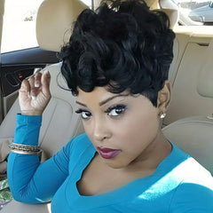 Short Curly Pixie Cut Synthetic Wigs For Women Natural Look