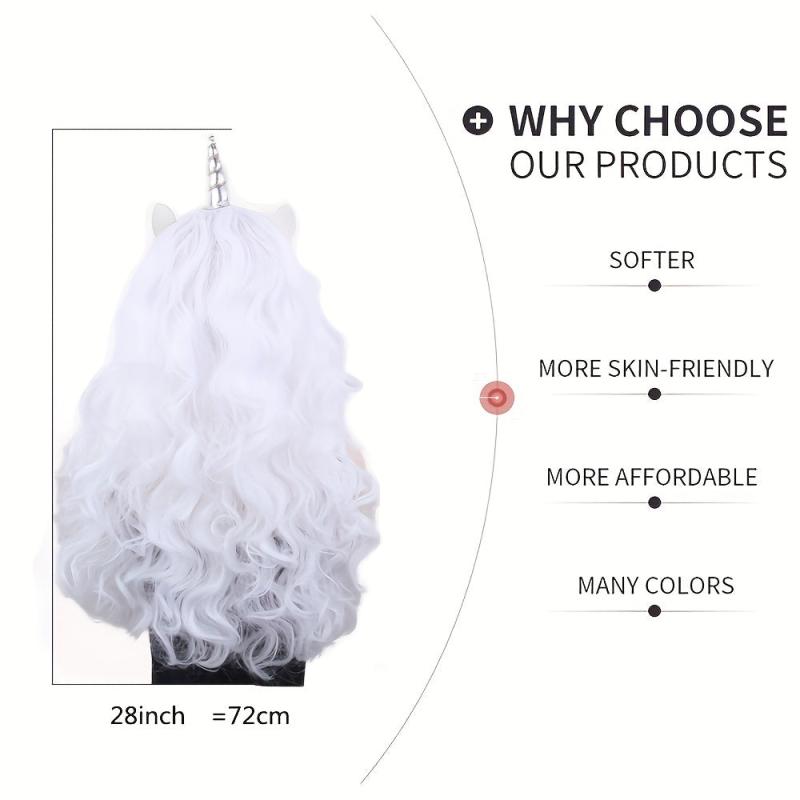 60-96 cm Unicorn Cosplay Wig Long Curly Synthetic Hair Anime Halloween Party