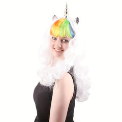 60-96 cm Unicorn Cosplay Wig Long Curly Synthetic Hair Anime Halloween Party