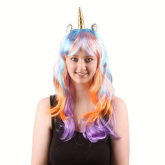 60-96 cm Unicorn Cosplay Wig Long Curly Synthetic Hair Anime Halloween Party