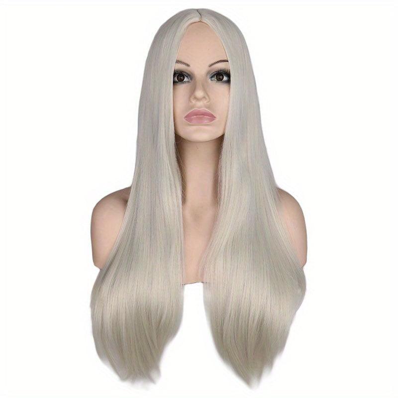 66 04 Cm Pink Long Straight Hair Wigs Synthetic Fiber Hair Replacement Wigs