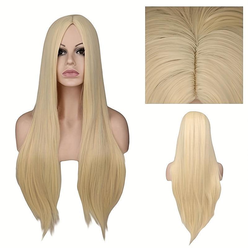 66 04 Cm Pink Long Straight Hair Wigs Synthetic Fiber Hair Replacement Wigs