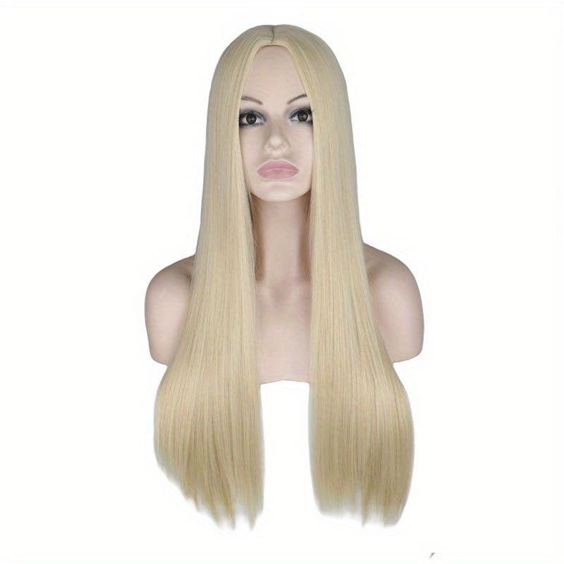 66 04 Cm Pink Long Straight Hair Wigs Synthetic Fiber Hair Replacement Wigs