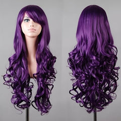 Rainbow Long Straight Synthetic Wig With Bangs for Halloween Cosplay Party