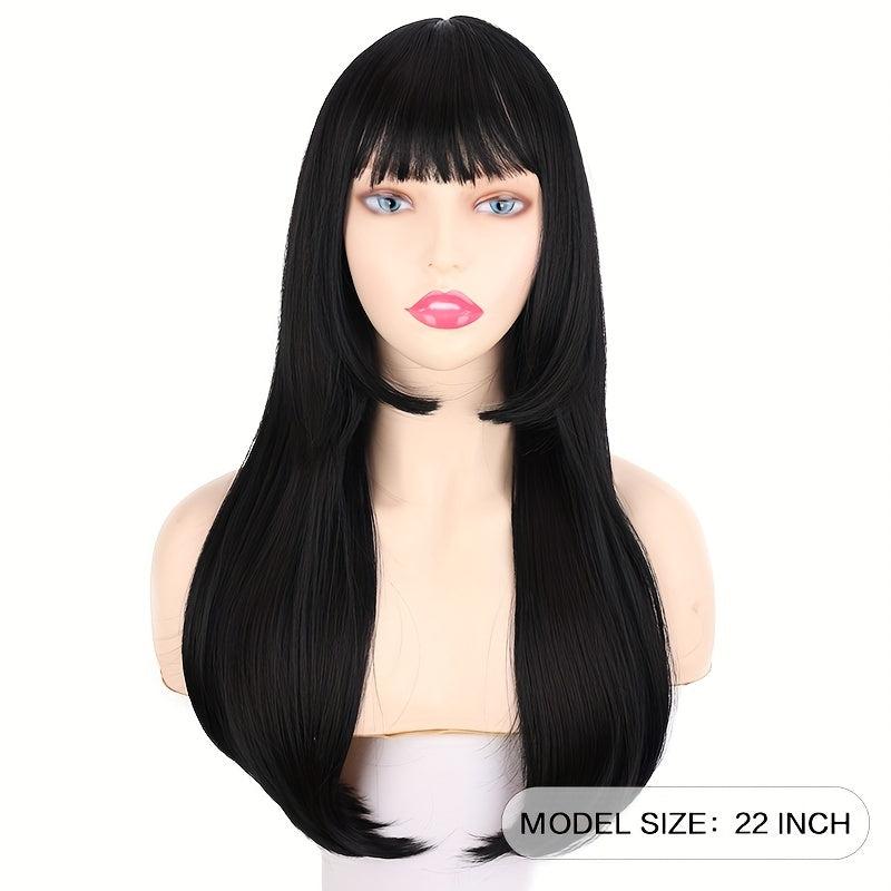 Princess Cut Hair Wigs Synthetic Straight Wigs With Bangs For Women