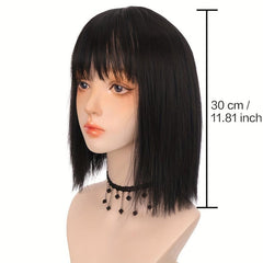 30 48 Cm Short Bob Wig With Bangs Heat Resistant For Daily Party Cosplay