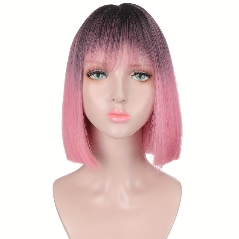 30 48 Cm Short Bob Wig With Bangs Heat Resistant For Daily Party Cosplay
