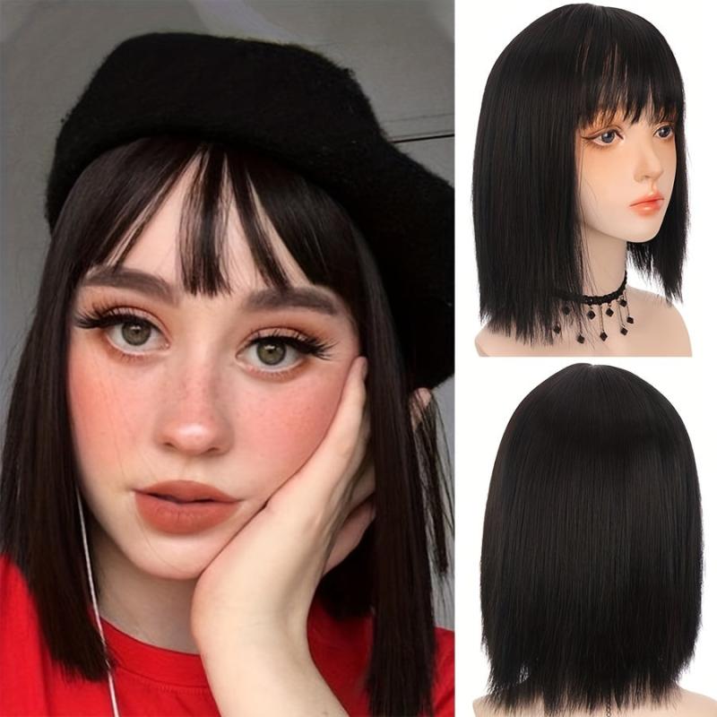 30 48 Cm Short Bob Wig With Bangs Heat Resistant For Daily Party Cosplay