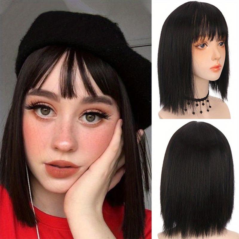 30 48 Cm Short Bob Wig With Bangs Heat Resistant For Daily Party Cosplay