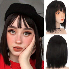 30 48 Cm Short Bob Wig With Bangs Heat Resistant For Daily Party Cosplay