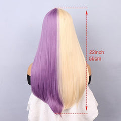 Purple Silvery Long Wig 55-88cm for Women