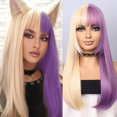 Purple Silvery Long Wig 55-88cm for Women