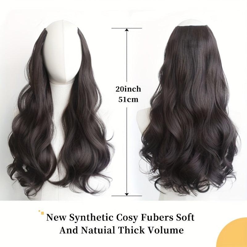 8 Cm Long Curly Hair Extensions With Invisible Wire Synthetic Hairpieces